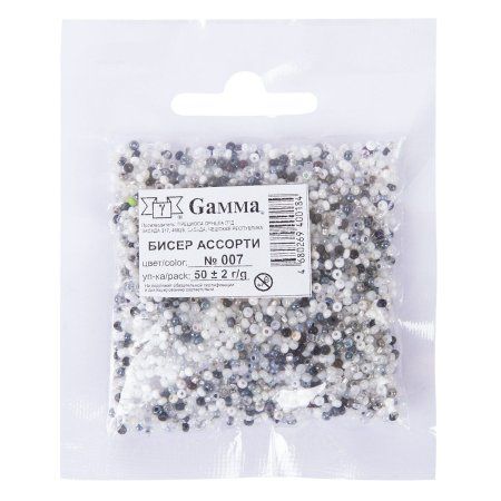 Бисер Чехия GAMMA ассорти 50 г №007 серый микс MIX-G-007