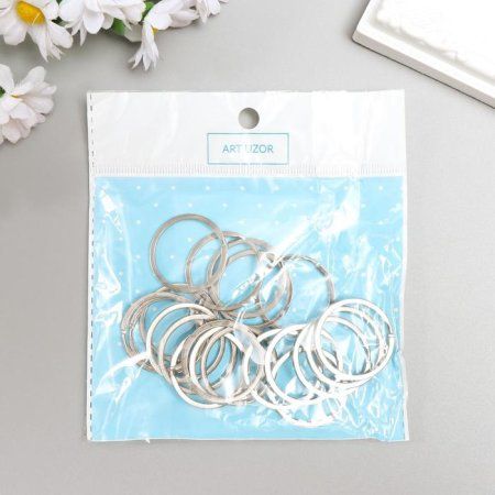 Основа для брелока кольцо плоское 20 шт металл серебро 3 х 3 см SIM-4438107 Основа для брелока кольцо плоское 20 шт металл серебро 3 х 3 см SIM-4438107