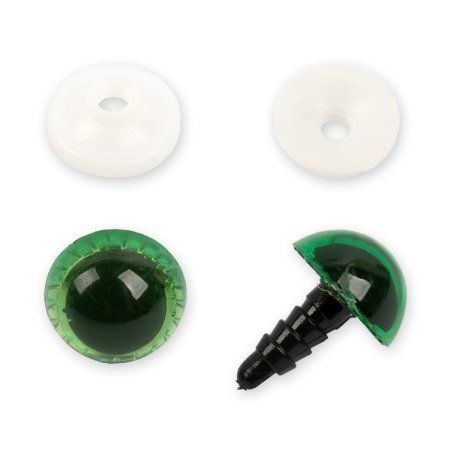 Глаза пластиковые с фиксатором (с лучиками) HobbyBe d 16 мм 2 шт зеленый PGSL-16F-3
