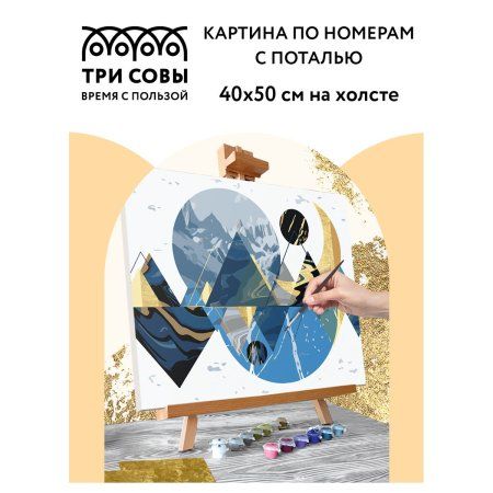 Картина по номерам на холсте ТРИ СОВЫ "Абстракция" 40 x 50 см, поталь, краски, кисть RE-КХп_48155