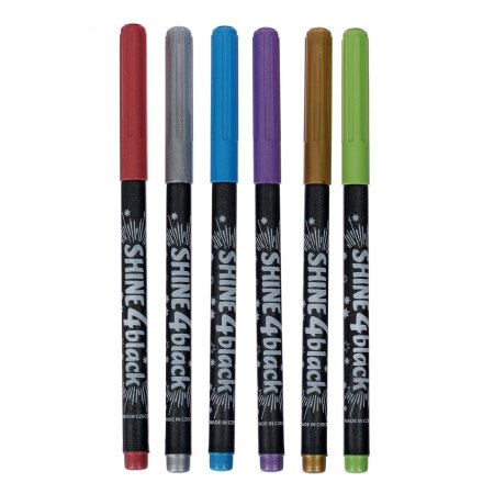 Набор маркеров для декорирования Centropen "Shine4black" 6 цв 2.5 мм металлик, пулевидные, карт.уп., европ. RE-625900601