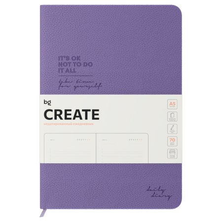 Ежедневник недатированный A5 136л. BG "Create. Purple" кожзам, твердый переплет, фиолетовый, цветной срез RE-DuA5_61248