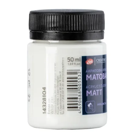 Краска акриловая DECOLA матовая, банка 50 мл, 104 Белая NP-14328104