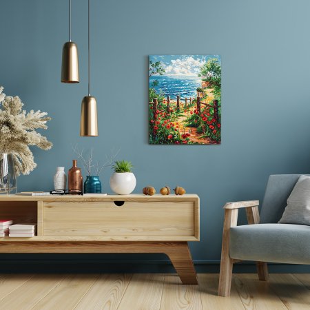 Кристальная (алмазная) мозаика ФРЕЯ на подрамнике "Тропинка к морю" 40 х 50 см ALPD-300