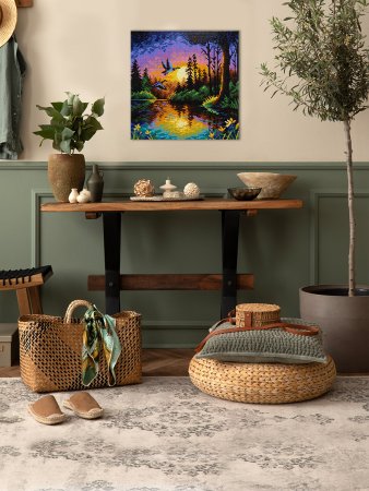 Кристальная (алмазная) мозаика ФРЕЯ на подрамнике "Утки на закате" 30 х 30 см ALPD-302