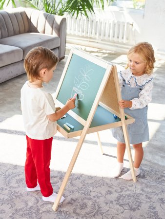 Доска-мольберт двусторонняя меловая/магнитно-маркерная, напольная KOR-02266