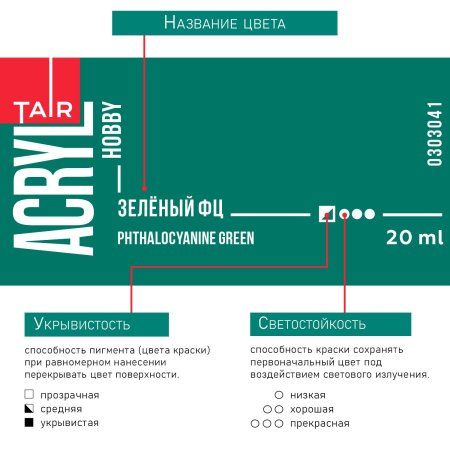 Краска "Акрил-Хобби" 20 мл Зеленый ФЦ 0303041