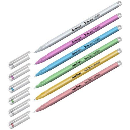 Набор гелевых ручек Berlingo "Brilliant Metallic" 6 шт 6 цв 0.8 мм, корпус ассорти RE-CNg_40406