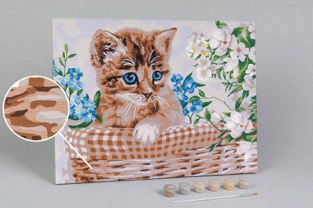 Набор для раскрашивания по номерам (холст на подрамнике) ФРЕЯ 40 х 30 см "Пушистый малыш" PNB/PM-194