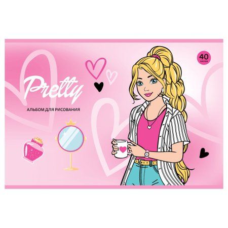 Альбом для рисования 40л. A4 BG "Pretty Girls" на скрепке RE-АР4ск40_10938