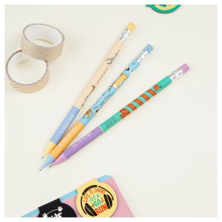 Карандаш механический MESHU "Best friend" 0.7 мм, печать на корпусе, с ластиком, ассорти RE-MS_47386