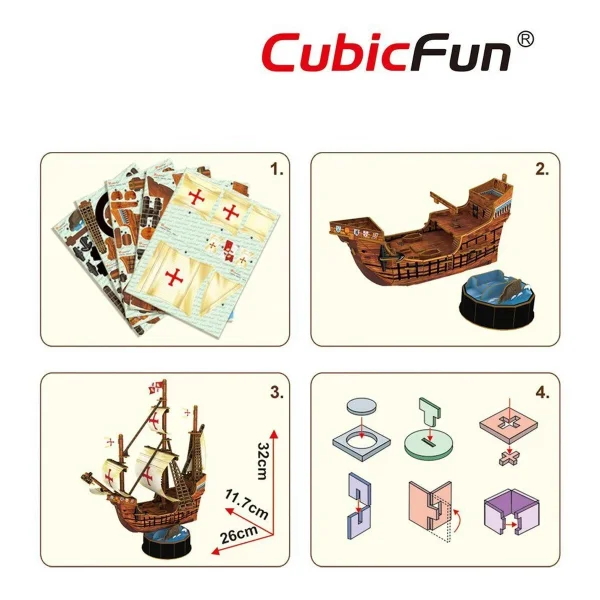 3D пазл CubicFun Серия "Корабли" Санта-Мария, 93 деталей UT-T4031h