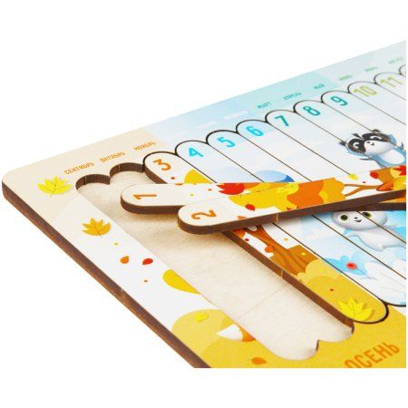 Деревянный пазл - палочки ТРИ СОВЫ "Времена года" 12 деталей на подложке, фанера, ХДФ RE-ПЗ00124