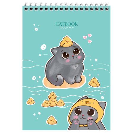 Блокнот А5 60л. MESHU "Cat Book" на гребне, пластиковая обложка RE-MS_52335