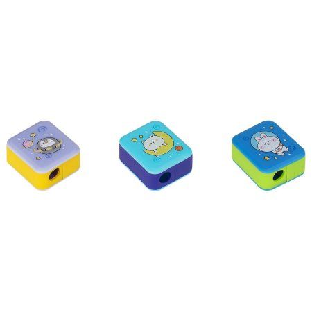 Точилка пластиковая MESHU "Bubble friends" 1 отверстие, ассорти RE-MS_52292