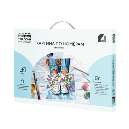 Картина по номерам на холсте ТРИ СОВЫ "Ромашки в кедах" 30 x 40 см, краски и кисть RE-КХ3040_53881