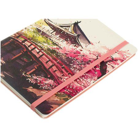 Записная книжка А5 80л. Greenwich Line "Sakura. Karahafu" ЛАЙТ, кожзам, с резинкой, тиснение фольгой, блок в линию RE-NA5_51400