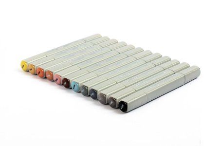 Набор маркеров на спиртовой основе VISTA-ARTISTA Style 02 - Архитектура (Готика) 0.7 мм - 7 мм 12 цв. перо круглое/скошенное SMA-12-02