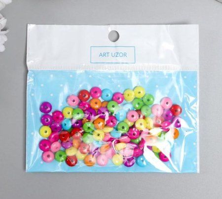 Бусины для творчества пластик "Яркие кружочки" 100 шт 0.4 х 0.8 х 0.8 см SIM-4467095