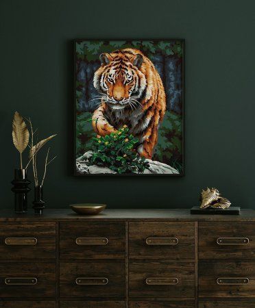 Набор для раскрашивания по номерам (холст на подрамнике) ФРЕЯ 50 х 40 см "Крадущийся тигр" PNB/PL-162