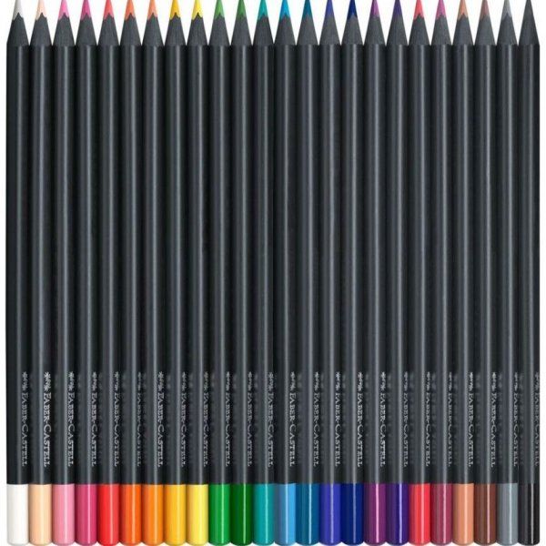 Карандаши цветные Faber-Castell "Black Edition" 24 цв трехгранные, черное дерево, заточенные,картон RE-116424