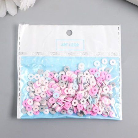Бусины для творчества PVC "Колечки розово-голубые" набор ≈ 330 шт 0.1 х 0.6 х 0.6 см SIM-9127281