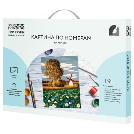 Картина по номерам на холсте ТРИ СОВЫ "Ромашковое поле" 30 x 40 см, краски, кисть RE-КХ3040_53847