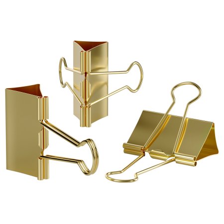 Зажимы для бумаг 25 мм Berlingo 10 шт цветные, ПВХ упак., европодвес, золото RE-BC1025g