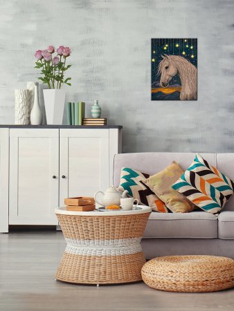 Кристальная (алмазная) мозаика ФРЕЯ на подрамнике (со светодиодами) "Лунный конь" 30 х 40 см ALDD-315