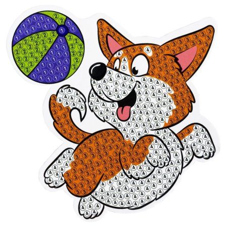 Алмазная мозаика, магнит ТРИ СОВЫ "Корги" картонный конверт RE-АММ_48224