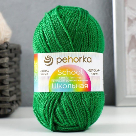 Пряжа Пехорская ПТ "Школьная" 100% акрил 1 x 50 г 150 м №511 зелёнка PEH-SHKOL-511