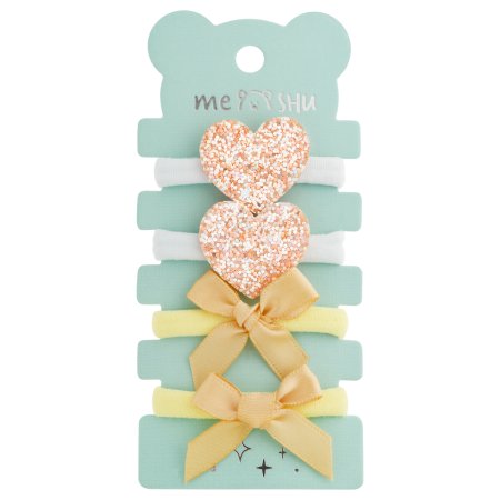 Резинки для волос MESHU medium, c текстильными топперами, ассорти, 4 шт, d 3 см, европодвес RE-MS_60576