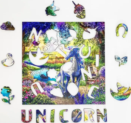 Фигурный деревянный пазл "Сказочный единорог" MAG8224