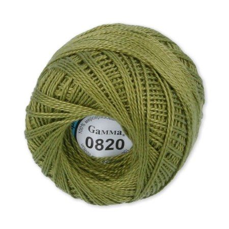 Пряжа GAMMA Ирис 100% хлопок 1 x 10 г 82 ± 3 м №0820 хаки GAM-IRI-1-0820