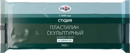 Пластилин скульптурный ГАММА "Студия" 1 кг оливковый мягкий RE-2.80.Е100.004