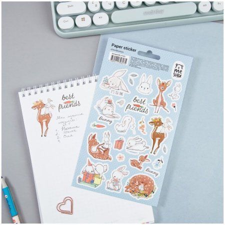 Наклейки бумажные MESHU "Deer&bunny" 12 x 21 см RE-MS_41627