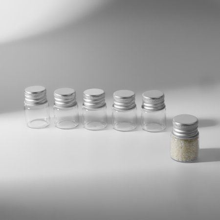 Баночки для хранения бисера 6 мл, d 3.2 x 2.2 см (в наборе 6 шт) стекло, алюминий АУ SIM-4337251