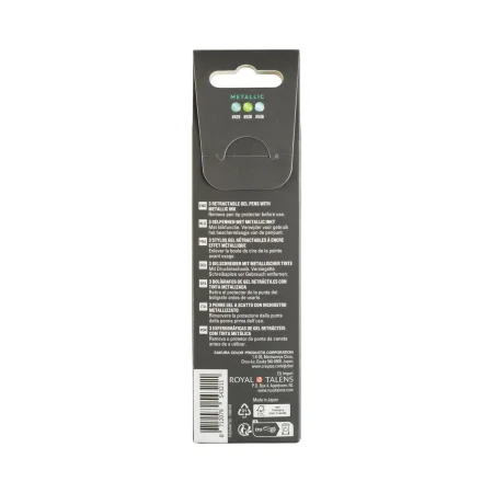 Ручки гелевые SAKURA Gelly Roll Metallic, выдвижные, набор 3 цвета (синий, зелёный, изумрудный) RTPXGBRAMET3D