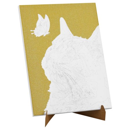 Картина по номерам на холсте с глиттером ТРИ СОВЫ "Кот и бабочка" 30 x 40 см с акриловыми красками и кистями RE-КХг3040_57050