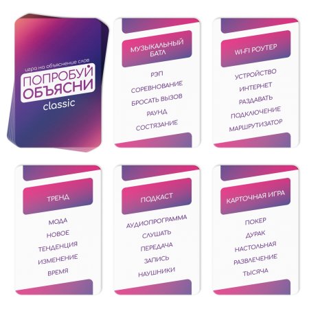 Настольная игра: "Попробуй объясни. Classic" игра на объяснение слов, 50 карт, 12+ SIM-5498198