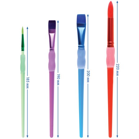 Набор кистей Мульти-Пульти 4 шт синтетика, №10, 15 плоские, №3, 10 круглые, с силиконовым грипом, блистер, европодвес RE-SB_37583