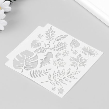 Трафарет "Листья" 13 х 13 см, 1 шт пластиковый SIM-9395379