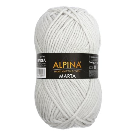Пряжа ALPINA Marta 100% тактифил 1 х 100 г 120 ± 6 м №010 св.св.серый ALP-MAR-010