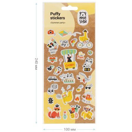 Наклейки объемные MESHU "Summer party" 10 x 24 см, 29 накл, инд. уп., европодвес RE-MS_37566