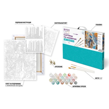 Набор для раскрашивания по номерам (холст на подрамнике) ФРЕЯ 50 х 40 см "Воин духа" PNB/PL-315