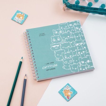 Скетчбук 60л. 150 x 150 мм MESHU "Cat wave" 120 г/м2, на гребне, выб. лак, soft-touch RE-MS_44867