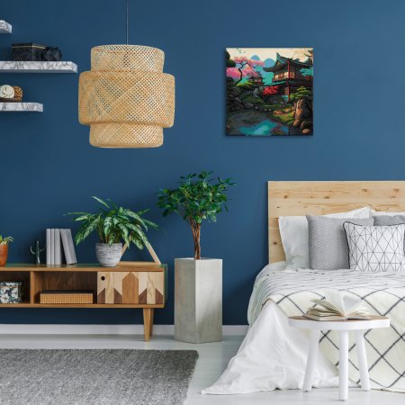 Кристальная (алмазная) мозаика ФРЕЯ на подрамнике "Японский домик" 40 х 40 см ALPD-226