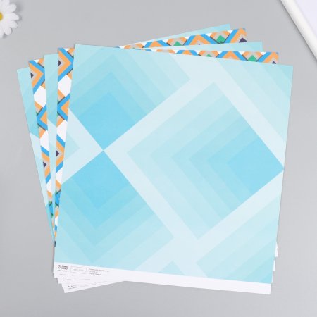 Бумага для скрапбукинга двусторонняя 5 л 30.5 x 32 см 180 г/м2 "Ромбы" SIM-7986330