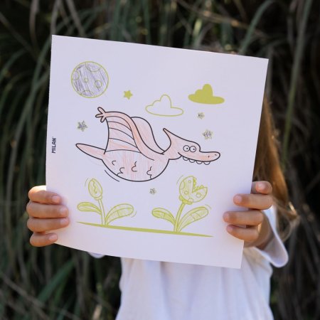 Альбом для раскрашивания MILAN "Дино Лэнд", 20 иллюстраций, 21×21 см, с перфорацией ML-54218GC03