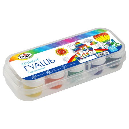 Гуашь ГАММА "Классическая" 10 цв 17.5 мл пластиковый пенал RE-20241007